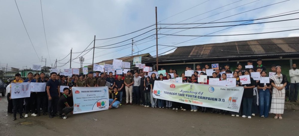 The Kiphire district launch of Tobacco Free Youth Campaign 3.0 featured a rally flagged off by Superintendent of Police Chinese, who called upon the youth to stay away from tobacco use. (DIPR Photo)